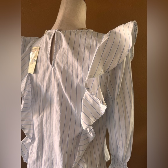 White Ruffled Striper Women's Top - Picture 5 of 7